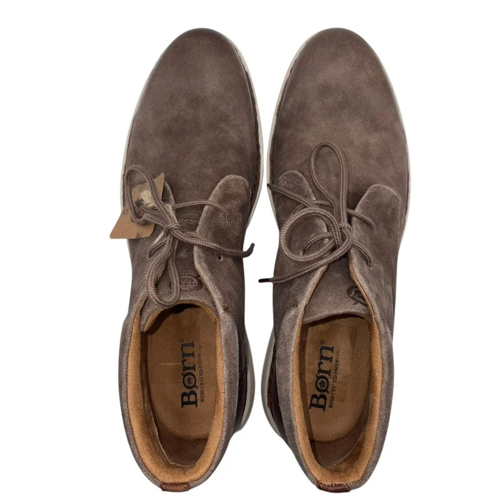 Born Theo Leather Suede Chukka Boots Mens 13 Taupe Brown Lightweight Lace Up NWT